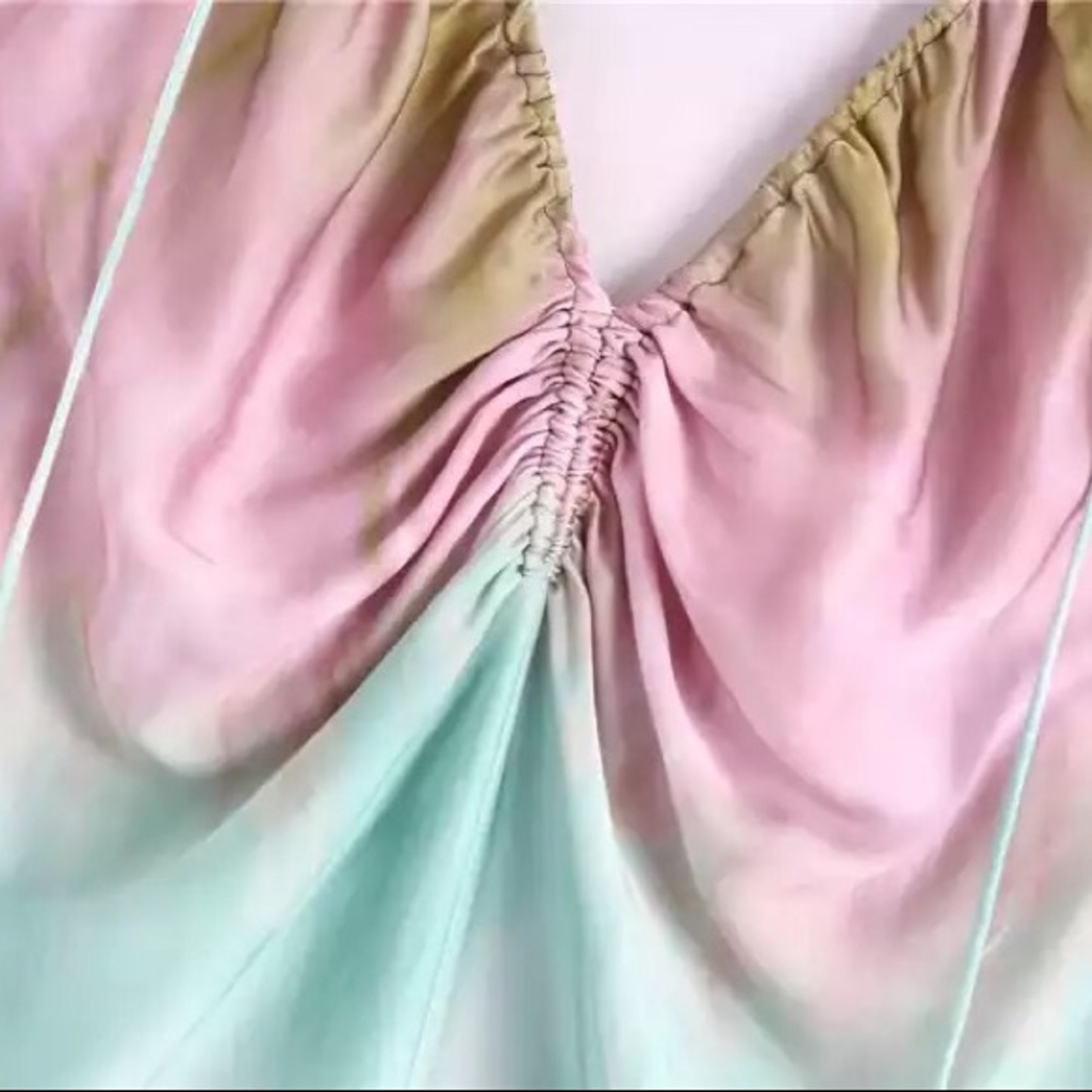 LAST ONE Ombré Tie Dye Chiffon Midi Dress - Picture 7 of 16
